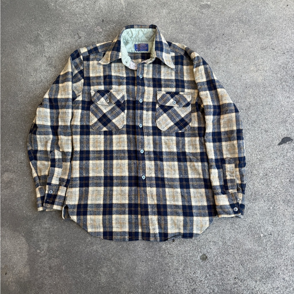 Vintage 60's/70's Brown/Blue/ Made in USA Pendleton Board Shirt Size Medium